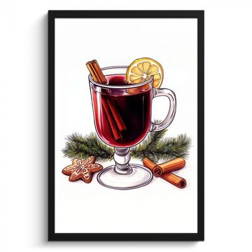 Poster met lijst - Wijn - Drinken - Gluhwein - Winter - Illustratie - Kerst