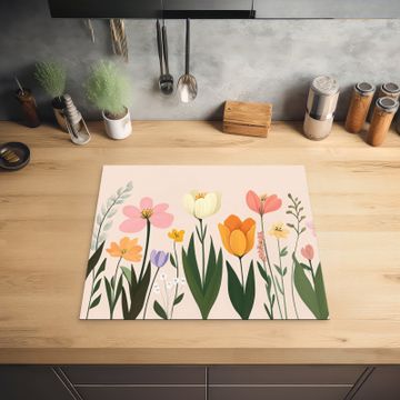 Inductie beschermer - Pasteltinten - Bloemen - Illustratie