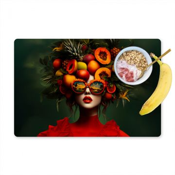 Placemat vinyl - Vrouw - Vruchten - Papaja - Ananas