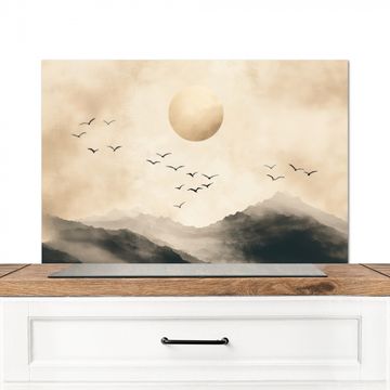 Spatscherm Aluminium - Landschap - Japandi - vogel