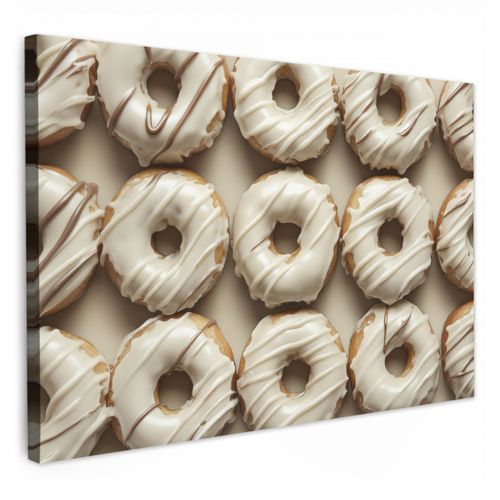 Canvas schilderij - Donuts - Chocolade - Wit - Beige