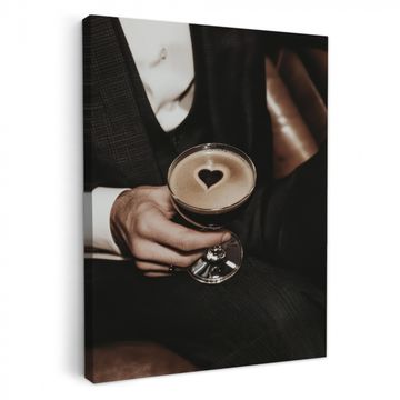 Canvas schilderij - Hartje - Cocktail - Espresso Martini - Hand