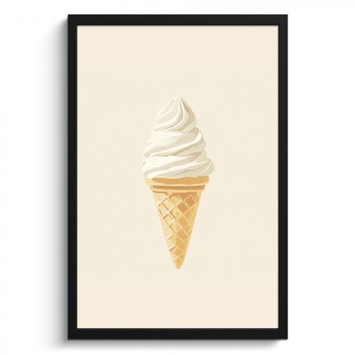 Poster met lijst - Softijs - Hoorntje - Wit