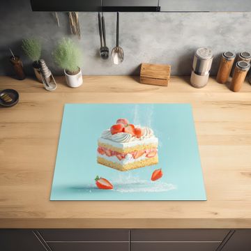 Inductie beschermer - Slagroom - Taart - Blauw - Eten