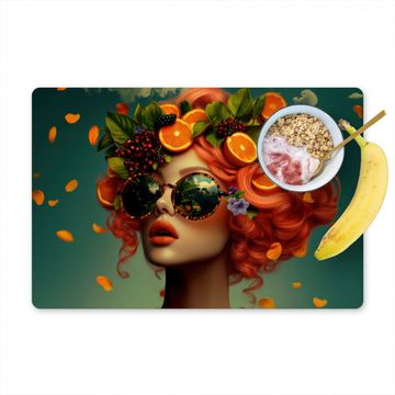 Placemat vinyl - Vrouw - Sinaasappel - Bessen - Oranje