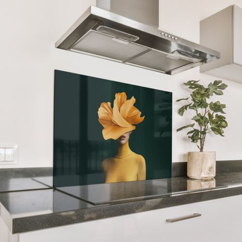 Spatscherm Aluminium - Vrouw - Hoed - Geel