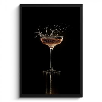 Poster met lijst - Cocktail - Zwart - Spetters - Glas