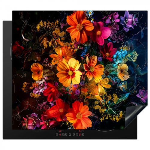 Inductie beschermer - Nachtelijke Bloemenpracht