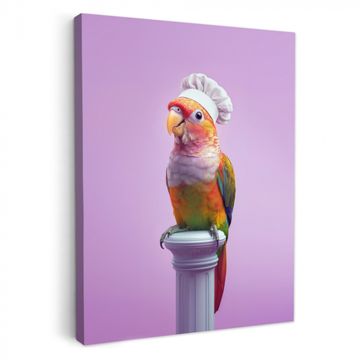 Canvas schilderij - Papegaai - Koksmuts - Pilaar - Vogel