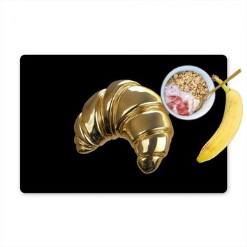 Placemat vinyl - Croissant - Brood - Goud - Zwart