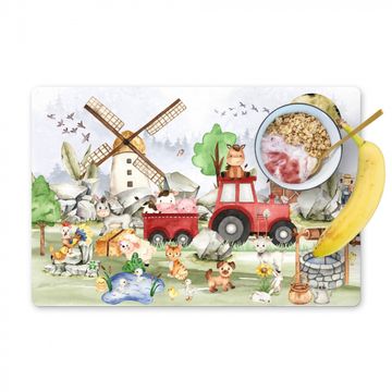 Placemat vinyl - Boerderij in het Maanlicht