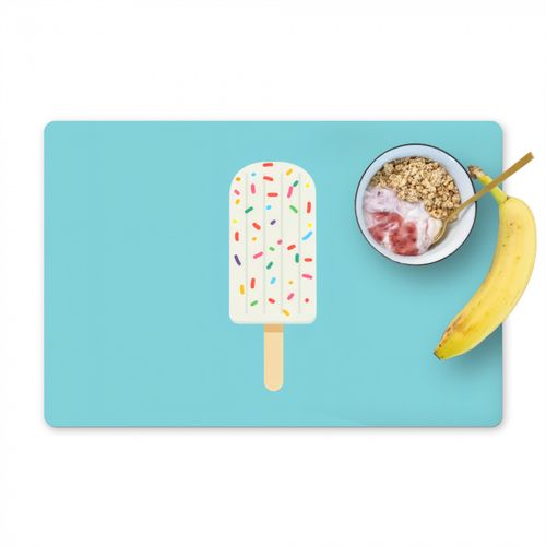 Placemat vinyl - Ijsje - Stokje - Sprinkles - Lichtblauw