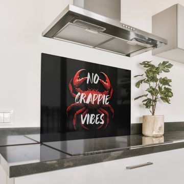 Spatscherm Aluminium - Krab - Rood - Tekst - Zwart