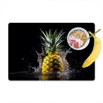 Placemat vinyl - Ananas - Fruit - Water - Planten - Zwart