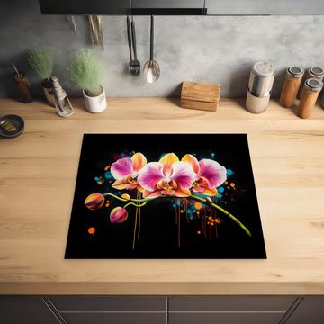 Inductie beschermer - Orchidee - Graffiti - Kleurrijk - Bloemen - Abstract