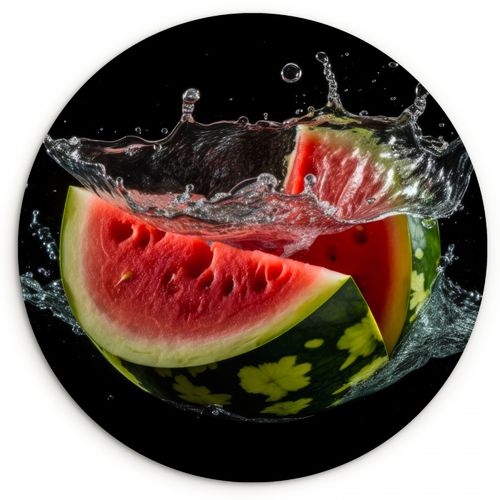 Muurcirkel - Watermeloen - Zwart - Water - Fruit - Meloen