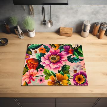 Inductie beschermer - Bloemen - Kleurrijk - Roze