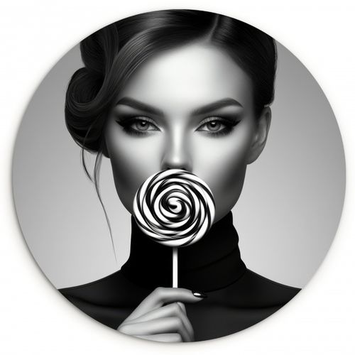 Muurcirkel - Vrouw - Lolly - Zwart