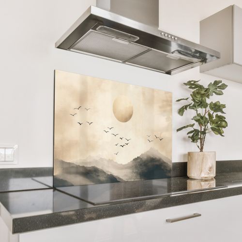 Spatscherm Aluminium - Landschap - Japandi - vogel