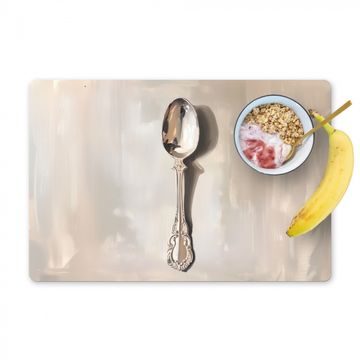 Placemat vinyl - Lepel - Verf - Zilver
