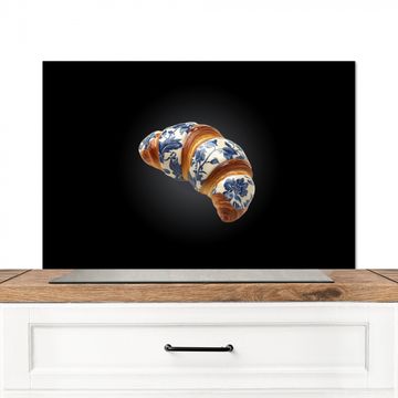 Spatscherm Aluminium - Croissant - Bloemenpatroon - Delftsblauw