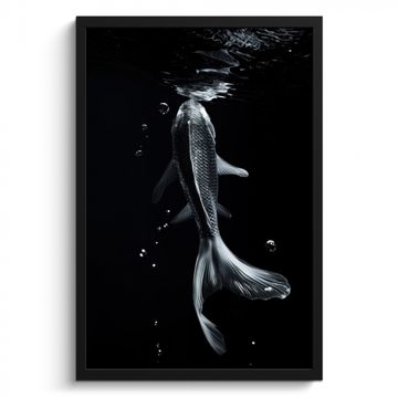 Poster met lijst - Koi - Vissen - Water - Zwart