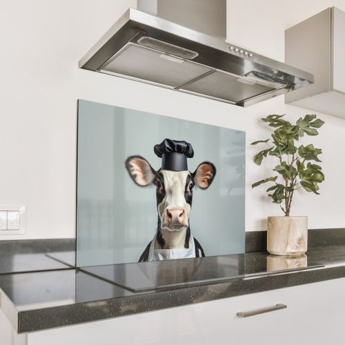 Spatscherm Aluminium - Koe - Zwart - Wit - Kok