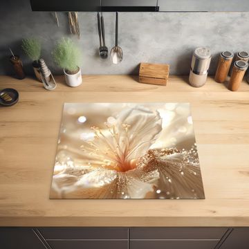 Inductie beschermer - Bloem - Wit - Glitter - Goud - Modern