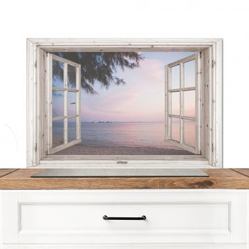 Spatscherm Aluminium - Strandzicht bij de Avondschemering