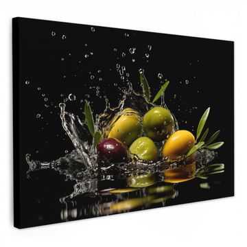 Canvas schilderij - Olijven - Groen - Water - Zwart