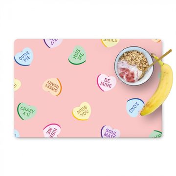 Placemat vinyl - Hart - Snoep - Pastel - Tekst