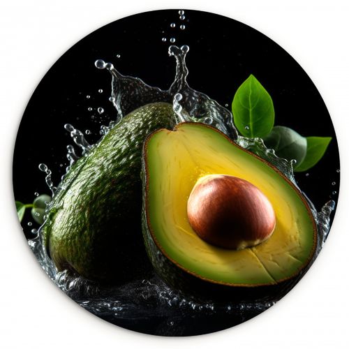 Muurcirkel - Avocado - Groente - Bladeren - Water - Zwart - Groen