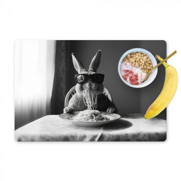 Placemat vinyl - Konijn - Bunny - Zonnebril - Tafelkleed - Pasta - Schattig