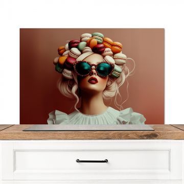 Spatscherm Aluminium - Vrouw - Macarons - Bril