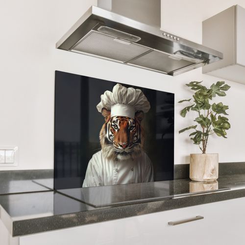 Spatscherm Aluminium - Tijger - Kokskleding - Bruin