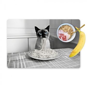 Placemat vinyl - Kat - Siamees - Zwart Wit - Schattig - Dieren