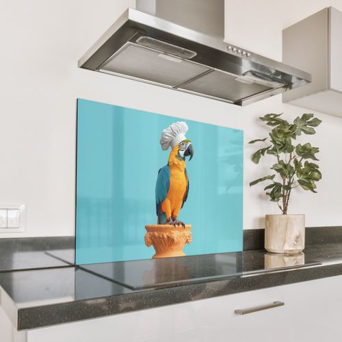 Spatscherm Aluminium - Papegaai - Koksmuts - Grappig - Vogel
