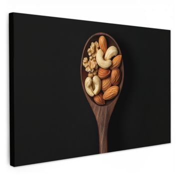 Canvas schilderij - Hout - Noten - Zwart