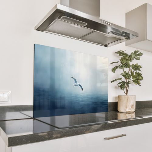 Spatscherm Aluminium - Meeuw - Wit - Zee - Mistig