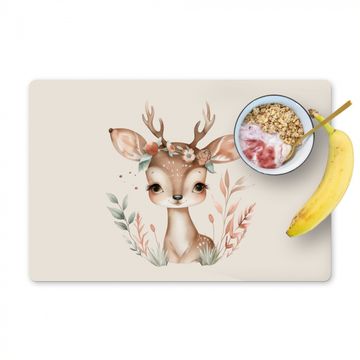 Placemat vinyl - Hert - Bohemian - Bloemen - Bosdieren