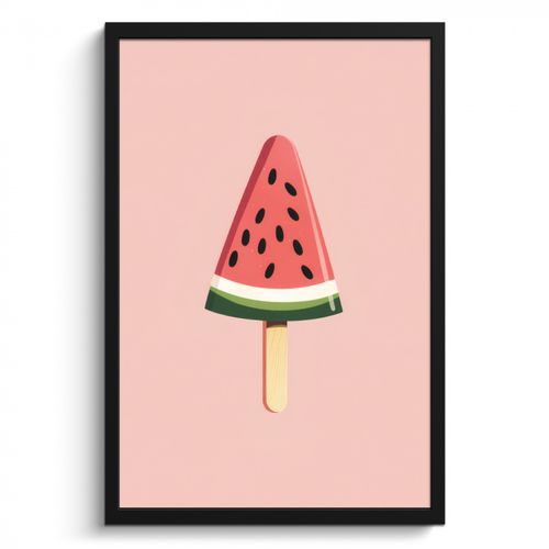 Poster met lijst - Watermeloen - Ijsje - Pitjes - Rood