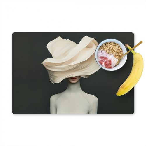 Placemat vinyl - Vrouw - Beige - hoed