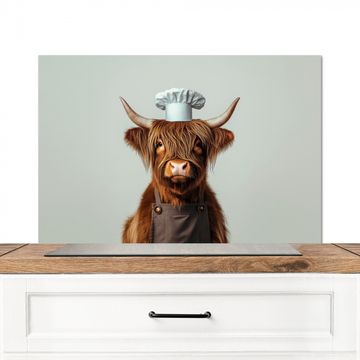 Spatscherm Aluminium - Schotse Hooglander - Bruin - Hoorns - Kokskleding