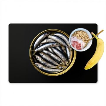 Placemat vinyl - Sardines - Vissen - Rond - Zwart