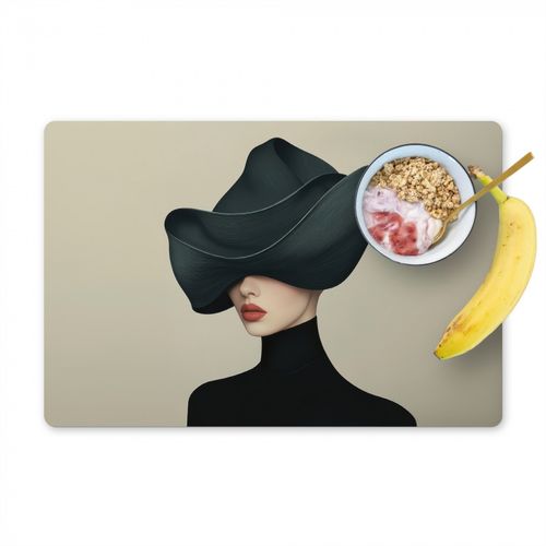 Placemat vinyl - Vrouw - Groen - Hoed