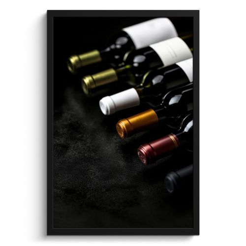 Poster met lijst - Wijn - Flessen - Variatie - Smaken