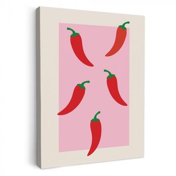 Canvas schilderij - Pepers - Rood - Illustratie