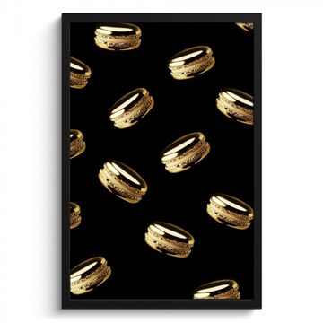 Poster met lijst - Macarons - Patroon - Goud - Zwart