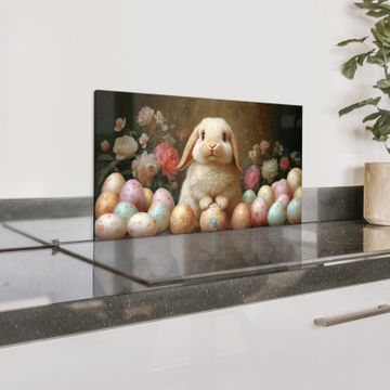 Spatscherm Aluminium - Konijn - Paaseieren - Stilleven