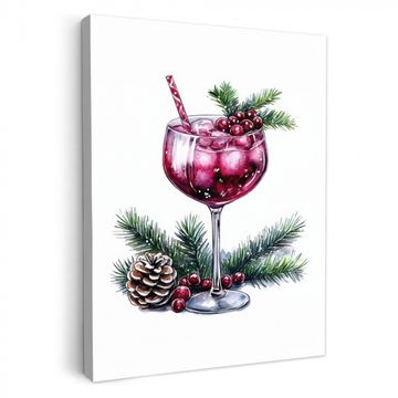 Canvas schilderij - Winter - Cocktail - Decoratie - Drank - Kerst